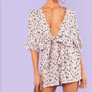 Pink floral romper vintage looking